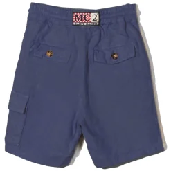 Blaue Leinen-Bermudashorts