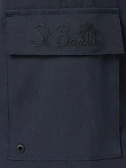 Blaue, marineblaue Herren-Badeshorts aus Komfort und Stretch