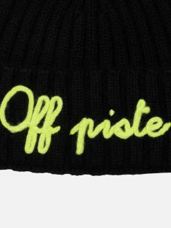 Blaue Wengenmütze für Jungen mit Pompon und Stickerei Off Piste
