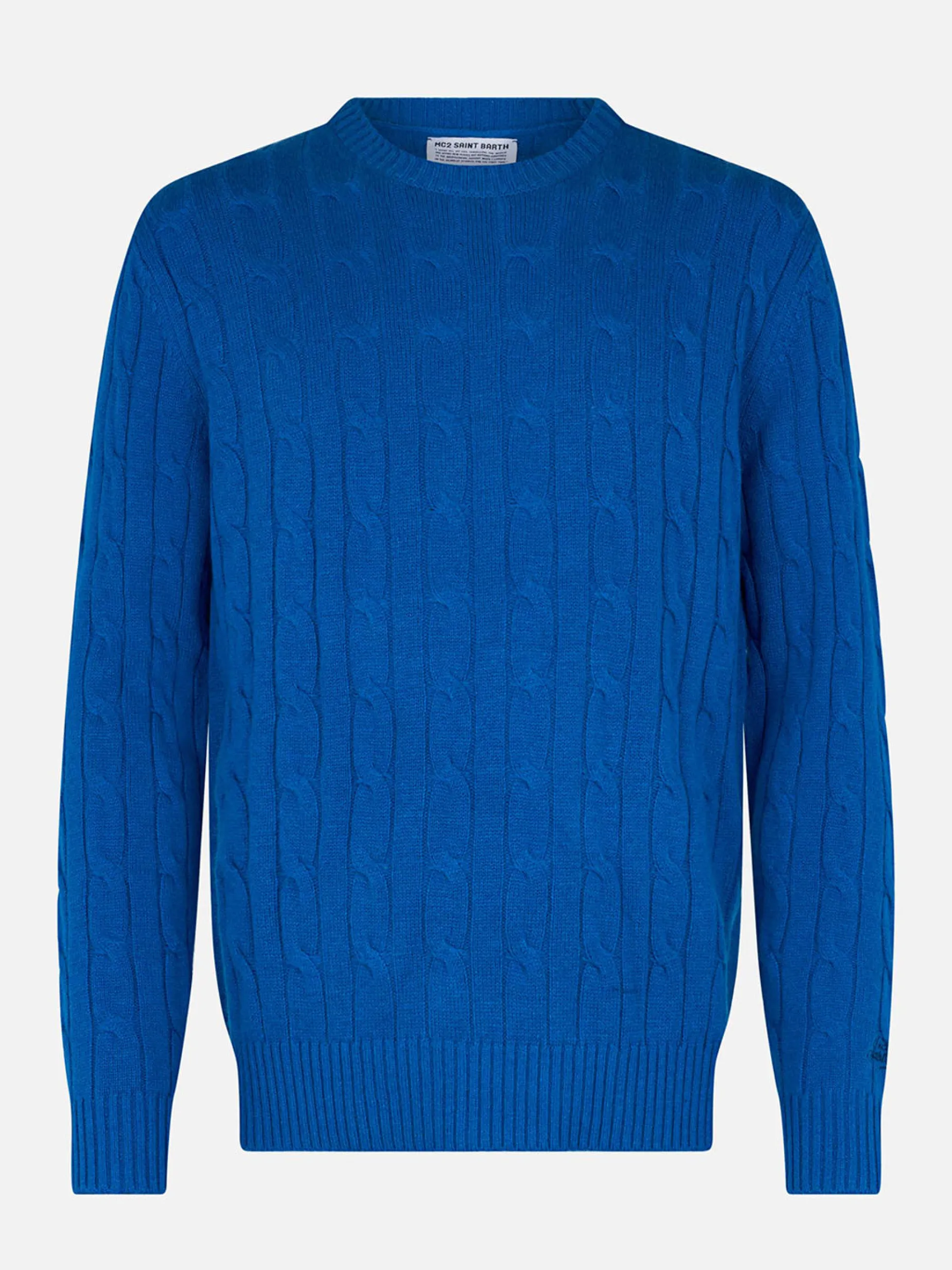 Blauer Herrenpullover aus Kaschmirmischung mit Rundhalsausschnitt Regent