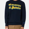 Blauer Herrenpullover Heron mit Logo-Jacquard-Print Vacanze di Natale | VACANZE DI NATALE SONDERAUSGABE