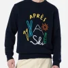 Blauer Herrenpullover Heron mit Apres-Ski-Stickerei