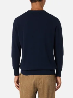 Blauer Herrenpullover Heron Light mit Non sono bello, piaccio! Stickerei | VACANZE DI NATALE SONDERAUSGABE