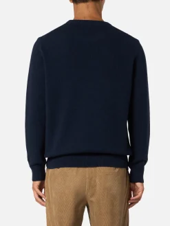 Blauer Herrenpullover Heron mit Logo-Jacquard-Print Vacanze di Natale | VACANZE DI NATALE SONDERAUSGABE