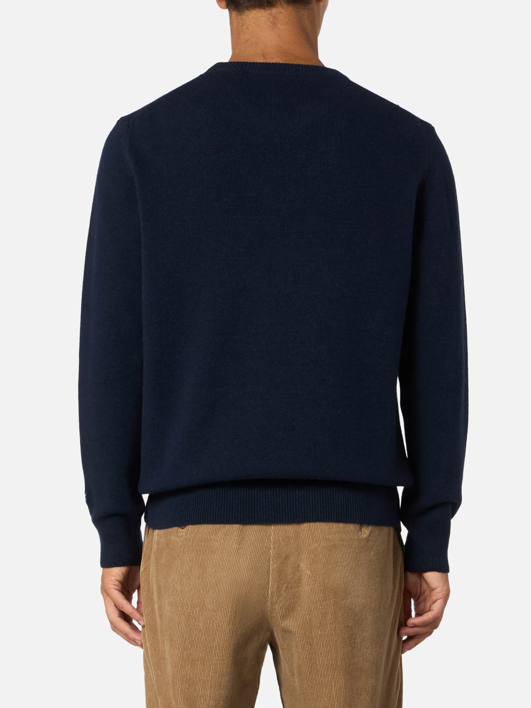 Blauer Herrenpullover Heron mit Logo-Jacquard-Print Vacanze di Natale | VACANZE DI NATALE SONDERAUSGABE