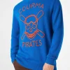 Blauer Herrenpullover mit Courma Pirates-Stickerei