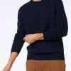 Blauer Herrenpullover mit Rundhalsausschnitt und St. Barth-Stickerei