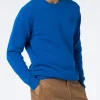 Blauer Herrenpullover mit Rundhalsausschnitt und St. Barth-Stickerei
