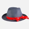 Blauer Jeans-Papierhut mit Bandeau-Bandana-Print