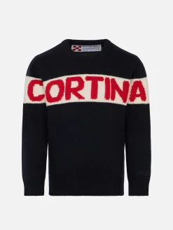 Blauer Jungenpullover Cortina mit roter Grafik