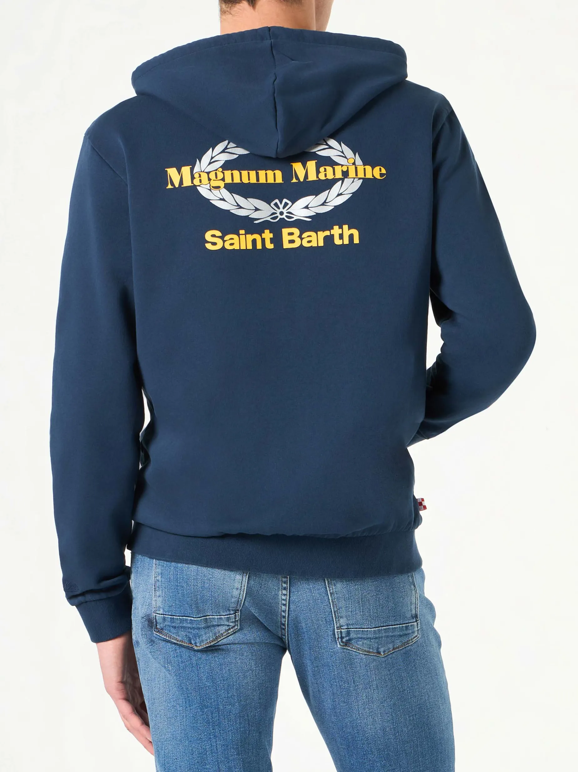 Blauer Kapuzenpullover aus Baumwolle mit Magnum Marine Saint Barth-Stickerei | MAGNUM MARINE SONDEREDITION
