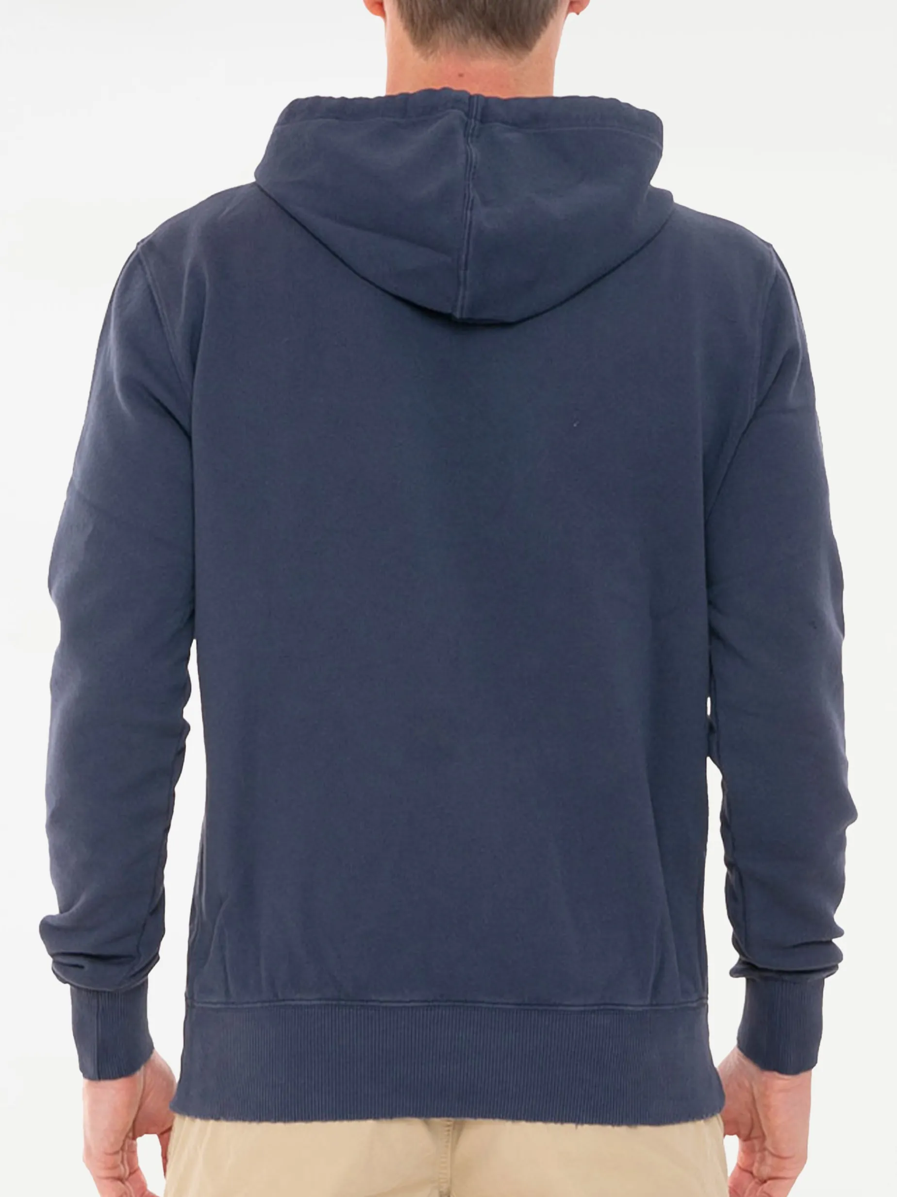 Blauer Kapuzenpullover aus Baumwolle mit Stickerei
