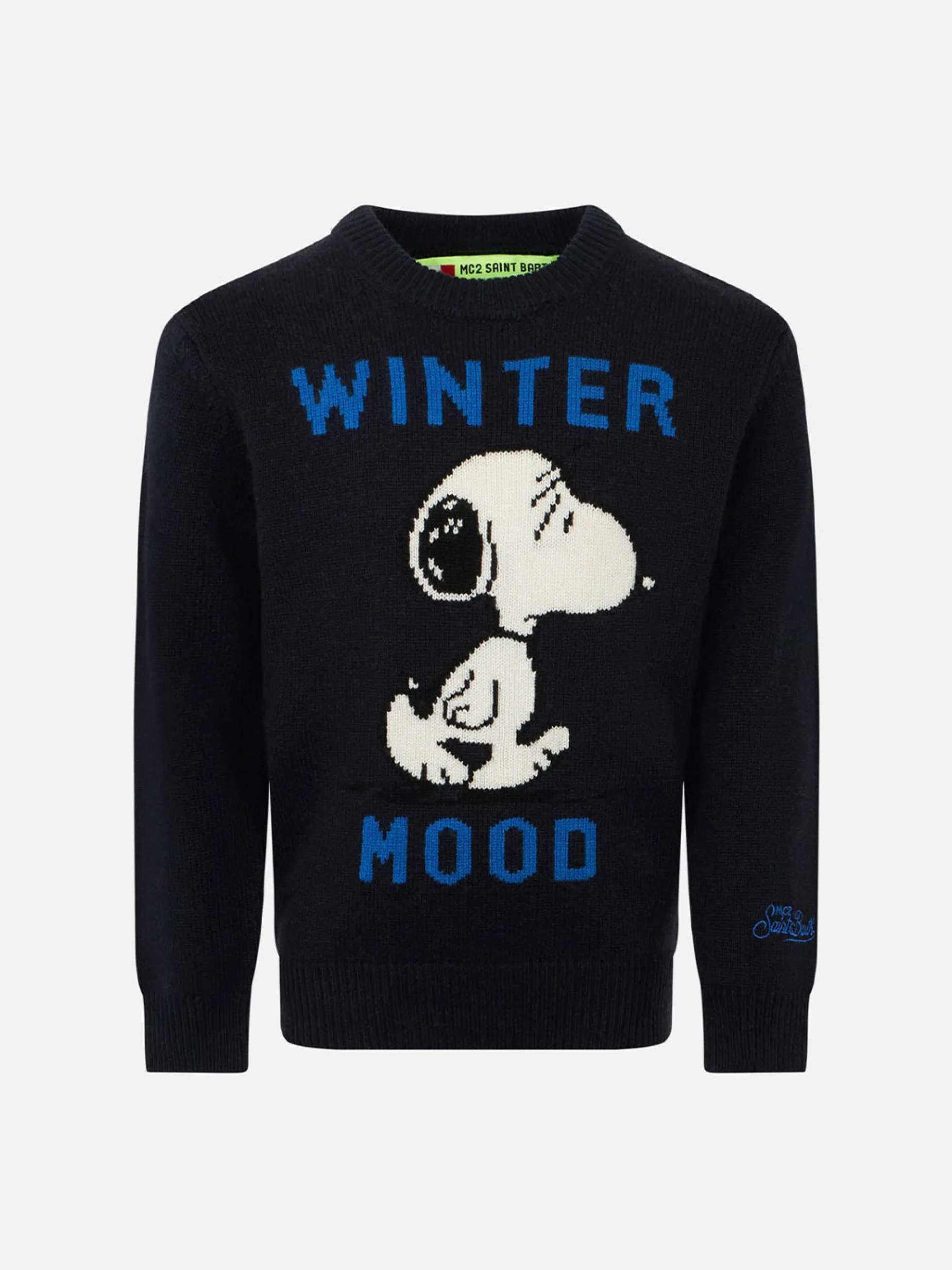 Blauer Marineblauer Snoopy Winter Mood-Pullover für Jungen – Sonderedition