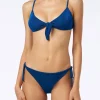 Blauer, plissierter Bralette-Bikini für Damen
