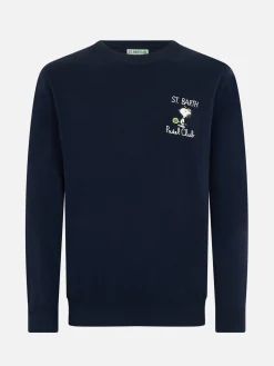 Blauer Pullover für Herren Heron mit Snoopy Padel Mini-Stickerei | SNOOPY PEANUTS SPECIAL EDITION