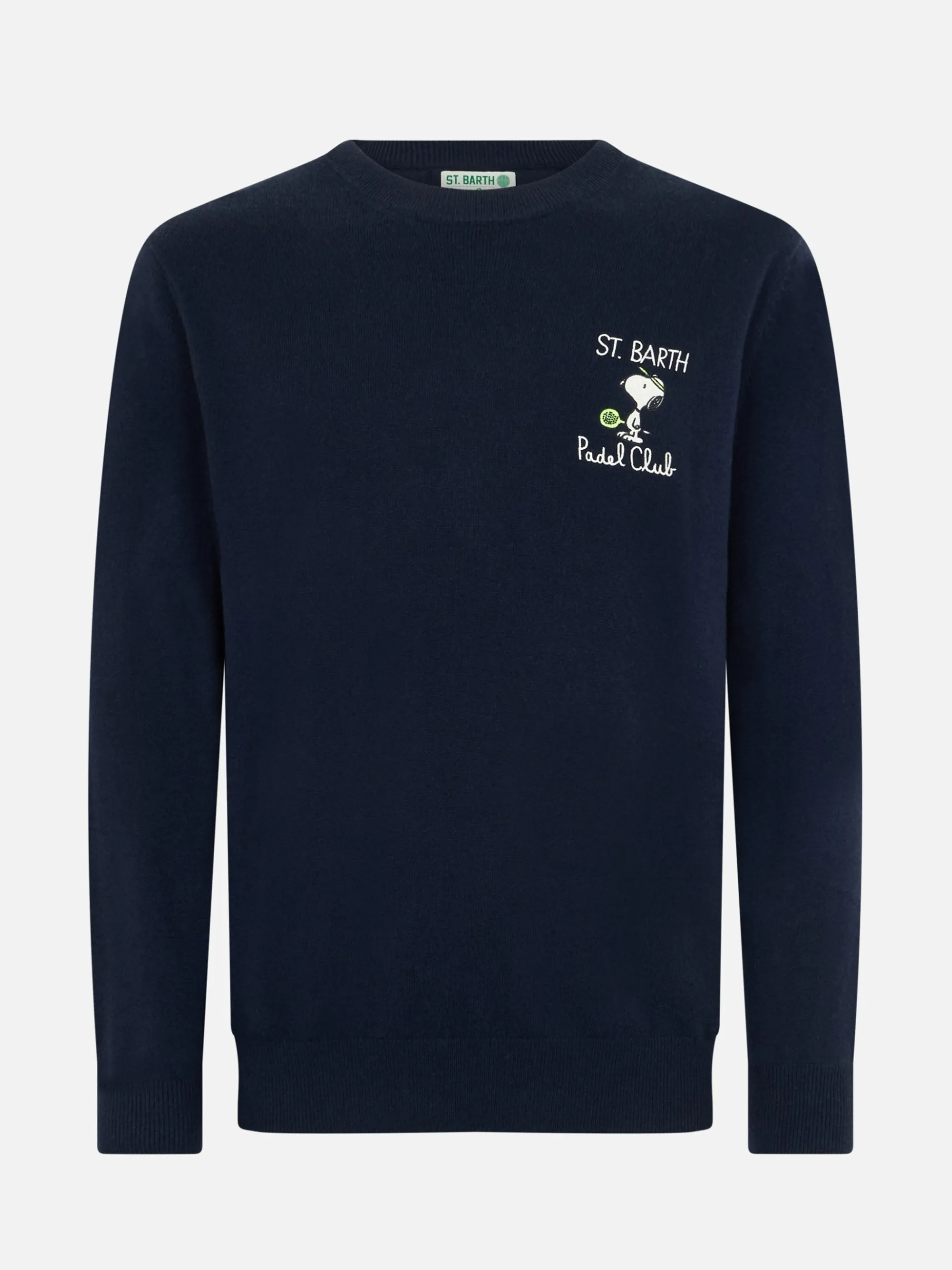 Blauer Pullover für Herren Heron mit Snoopy Padel Mini-Stickerei | SNOOPY PEANUTS SPECIAL EDITION