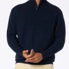 Blauer Pullover Jermyn aus Lammwolle mit Viertelreißverschluss für Herren