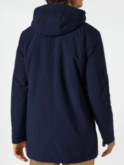 Blauer Voyager-Parka für Herren mit Kapuze und Sherpa-Futter
