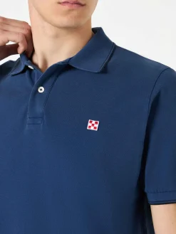 Blaues Denim-Piquet-Polo mit St. Barth-Logo
