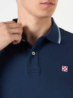Blaues marineblaues Piquet-Poloshirt mit St. Barth-Logo