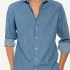 Blaues Pamplona-Hemd aus Denim-Baumwolle für Herren