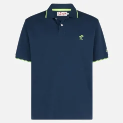 Blaues Piquet-Polo mit St. Barth-Logo und Kontrasten