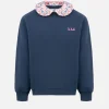 Blaues Rundhals-Sweatshirt Coleen mit Blumenkragen für Mädchen