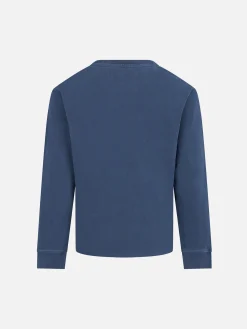 Blaues T-Shirt aus schwerer Baumwolle für Jungen