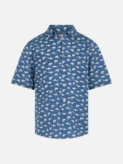 Blue Boy Musselin-Baumwollhemd Sharouk mit Hai-Print