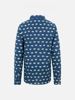 Blue Boy-Musselin-Baumwollhemd Sharouk mit Mikro-Nilpferd-Print