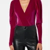 Bodywear/einteiliger Badeanzug aus fuchsiafarbenem Samt