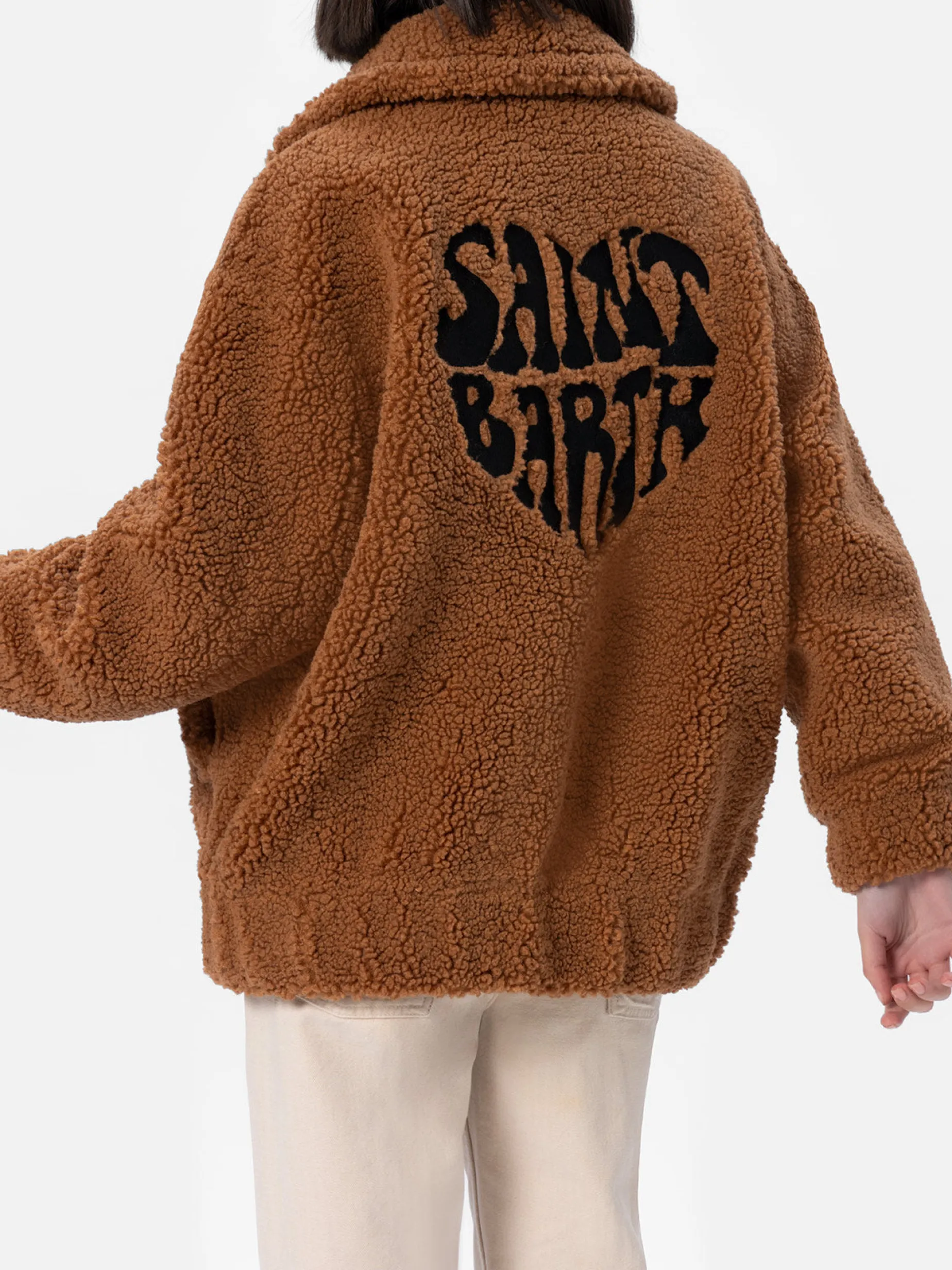 Bomberjacke Abel für Damen mit Shearling-Effekt, Kragen und Saint Barth-Herzprint