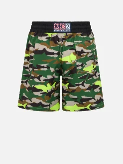 Boy Comfort Surf Jr Badeshorts mit Camo-Hai-Print