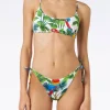 Bralette-Bikini mit Papageien-Print