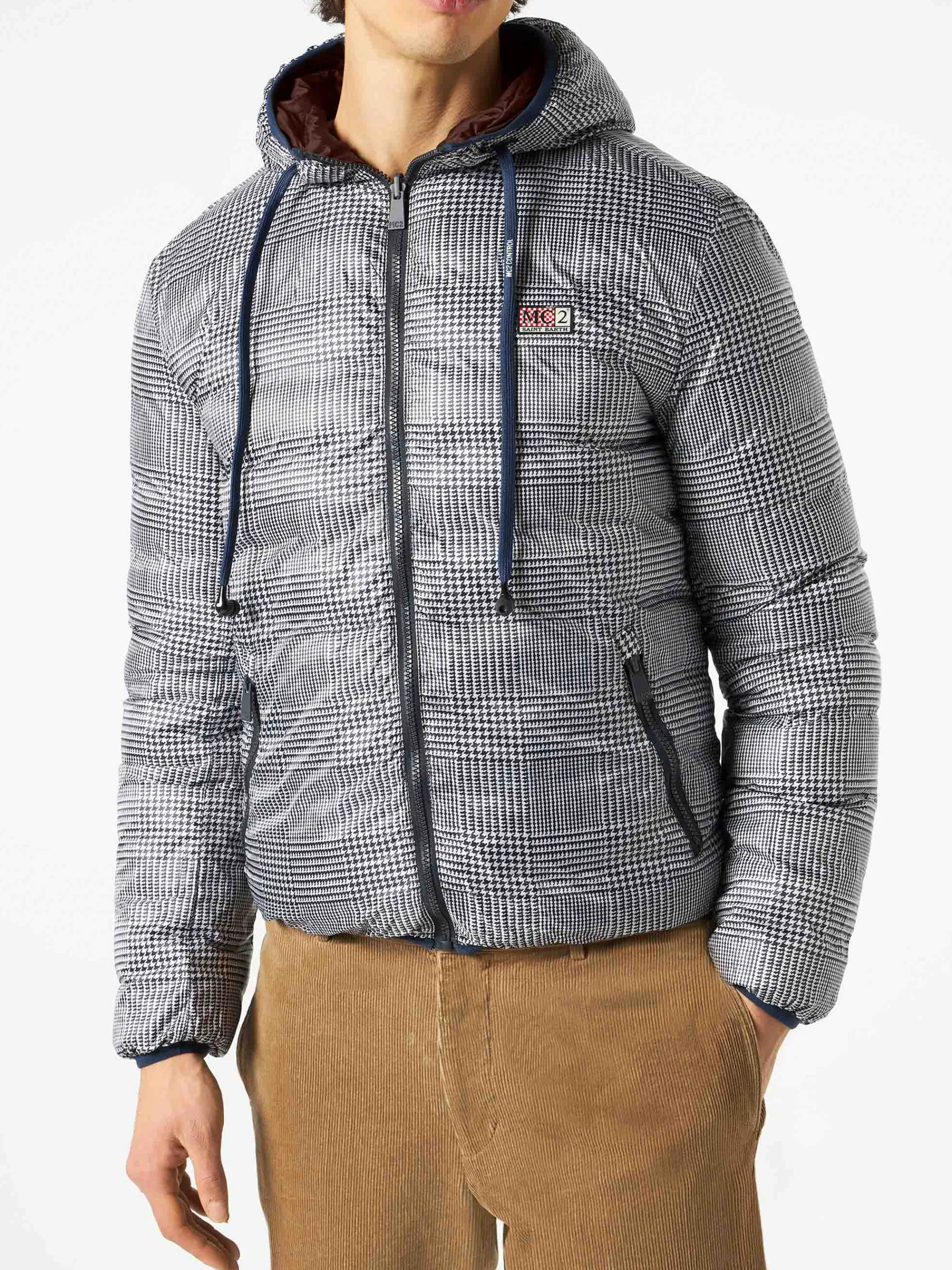 Braune Double-Face-Daunenjacke für Herren
