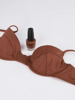 Brauner Bralette-Bikini für Damen mit Bügeln