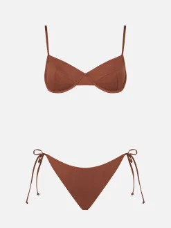 Brauner Bralette-Bikini für Damen mit Bügeln