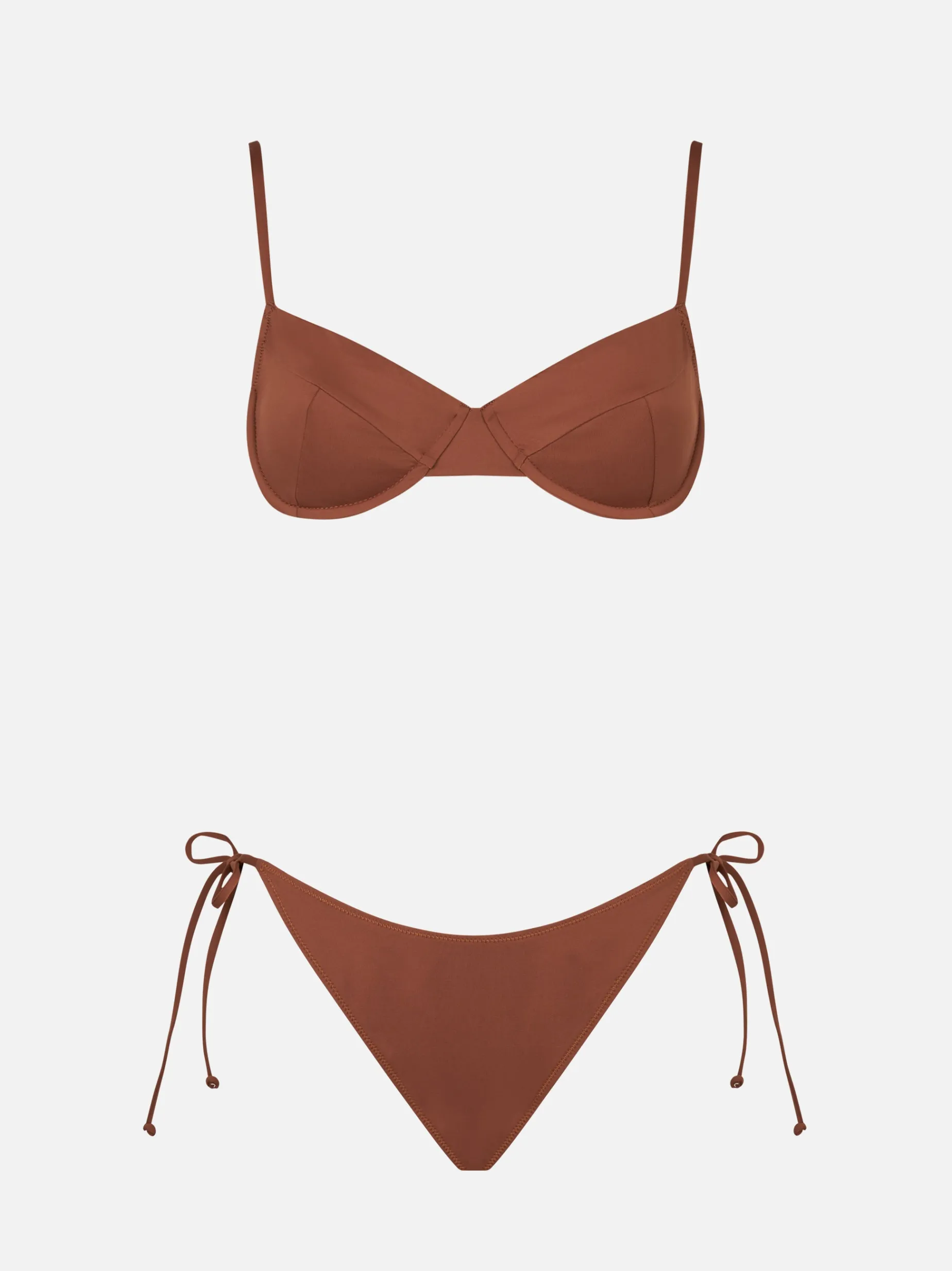 Brauner Bralette-Bikini für Damen mit Bügeln