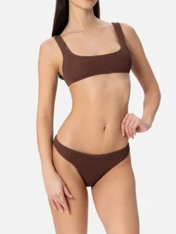 Brauner Crinkle-Bralette-Bikini für Damen Naima Elise