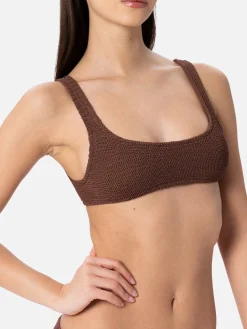 Brauner Crinkle-Bralette-Bikini für Damen Naima Elise