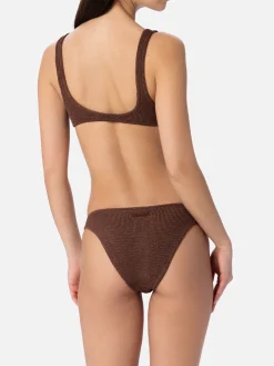 Brauner Crinkle-Bralette-Bikini für Damen Naima Elise