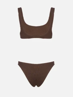 Brauner Crinkle-Bralette-Bikini für Damen Naima Elise