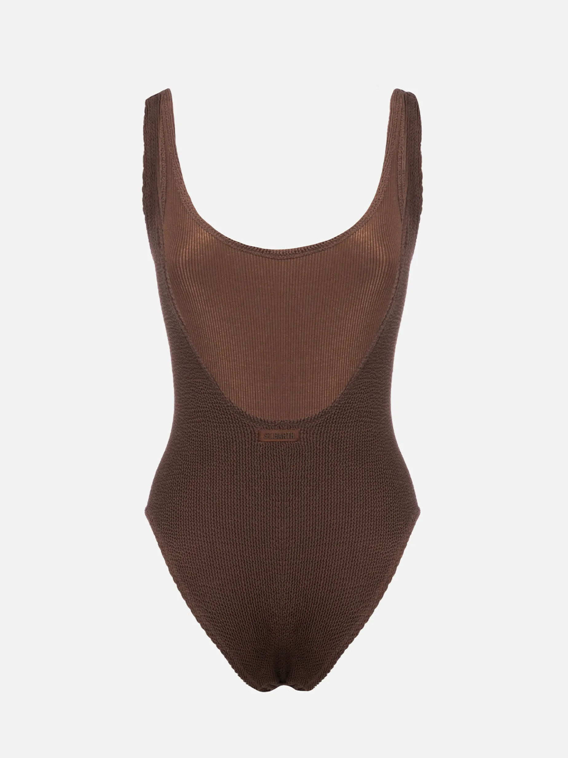 Brauner Crinkle-Einteiler-Badeanzug für Damen Lora