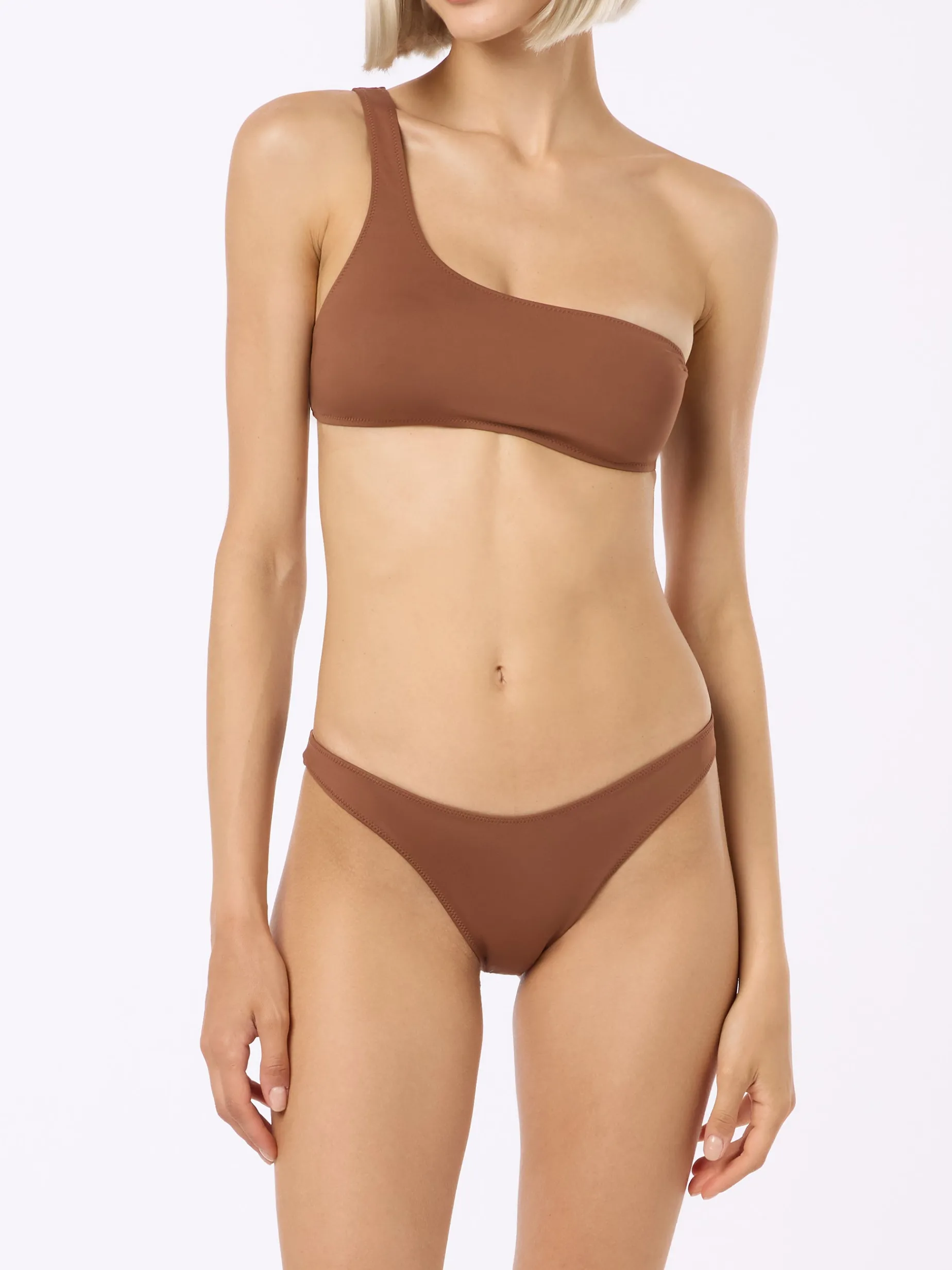 Brauner One-Shoulder-Bralette-Bikini für Damen von Celestine Naomi