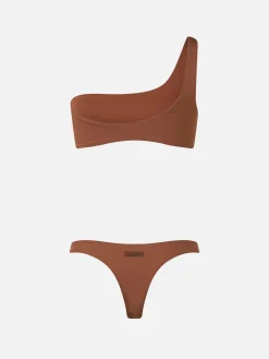 Brauner One-Shoulder-Bralette-Bikini für Damen von Celestine Naomi