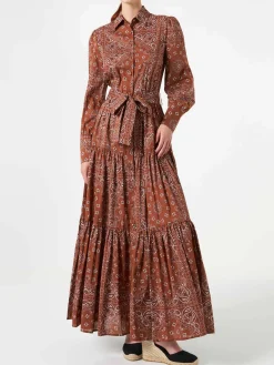 Braunes langes Bandana-Kleid für Damen von Jensen