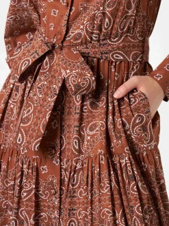 Braunes langes Bandana-Kleid für Damen von Jensen