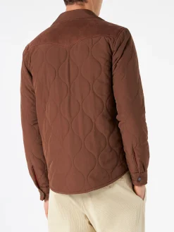 Braunes wattiertes Herren-Overshirt mit aufgesetzten Taschen