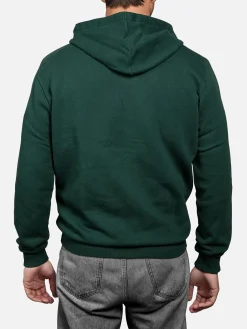 Britisches grünes Sweatshirt mit Reißverschluss und Kapuze für Herren mit St. Barth-Stickerei