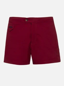 Burgunderrote, tailliert geschnittene Badeshorts für Herren von Harrys